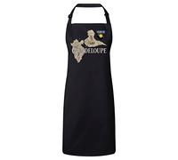 Tablier Cuisine Premium Noir Guadeloupe 971 Département Ile Carte Ancienne Rare