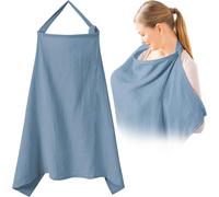 Tablier D'allaitement, Couverture D'allaitement En Coton,Cape Allaitement Bébé,75 * 95cm,Voile D'allaitement,Cache Allaitement,Écharpe Allaitement,Respirante,Douce,Multi (Bleue)