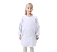 Tablier d'art pour enfant avec poche pour enfants, tablier de peinture d'artiste, blouse à manches longues pour femme, Blanc., 8-12 ans