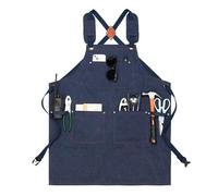 Tablier d'atelier, imperméable, réglable, pour outils et accessoires de cuisine, robuste, avec poche et bretelles croisées, pour cuisine, barbecue, fête des mères, bleu, Siehe Beschreibung
