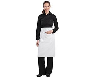Tablier de bistrot standard en polycoton blanc pour cuisiniers, restauration, cuisine