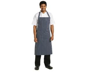 Tablier de boucher en polycotonà rayures bleu marine Taille XL