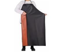 Tablier de boucher en vinyle imperméable pour cuisine, laboratoire, travail avec sangles réglables, 111,8 x 73,7 cm, pour cuisine, pêche, jardinage, lave-vaisselle, noir et marron