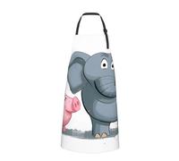 Tablier de chef à motif floral et tête de mort pour homme et femme - Tablier de cuisine amusant avec poches, Éléphant et cochon, taille unique