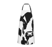 Tablier de chef coloré imprimé beignets de dessin animé pour homme et femme, tablier de cuisine amusant avec poches, Motif vache noir et blanc, taille unique
