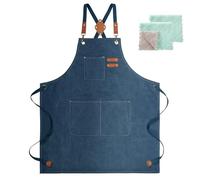 Tablier de chef - En toile - Dos croisé - Avec poches - Pour homme et femme