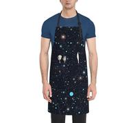 Tablier de chef imperméable pour homme et femme - Tablier de chef réglable avec poches - Motif constellation, amas d'étoiles, galaxies - Tablier de cuisine pour cuisine, barbecue, peinture, nettoyage