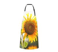 Tablier de chef marron imprimé en cuir de vache pour homme et femme, tablier de cuisine amusant avec poches, Fleur de tournesol., taille unique