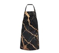 Tablier de chef marron imprimé en cuir de vache pour homme et femme, tablier de cuisine amusant avec poches, Marbre noir et doré., taille unique
