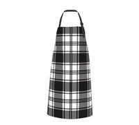 Tablier de chef marron imprimé en cuir de vache pour homme et femme, tablier de cuisine amusant avec poches, Plaid noir et blanc., taille unique