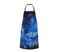 Tablier de chef marron imprimé en cuir de vache pour homme et femme, tablier de cuisine amusant avec poches, Blue Music, taille unique
