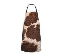 Tablier de chef marron imprimé en cuir de vache pour homme et femme, tablier de cuisine amusant avec poches, Cuir de vachette marron., taille unique