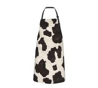 Tablier de chef mignon vert imprimé feuilles de palmier pour homme femme tablier bavoir bavoir tablier de cuisine amusant tabliers de cuisine drôles avec poches, Imprimé fourrure de vache., taille