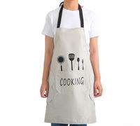 Tablier de chef professionnel imperméable en PVC avec poches pour cuisine, restaurant, barbecue, boucher, travail, 75 x 71 cm, unisexe, noir (beige)