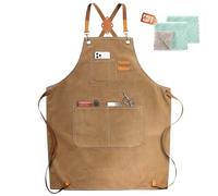 Tablier de chef réglable en toile de coton avec poches pour homme et femme