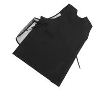 Tablier de Coiffeur à Col V, Dos en Maille, Noir, sans Manches | Tissu Imitation Soie, Poches Avant Profondes à Fermeture Zippée, pour Salon, la Cuisine, Jardin