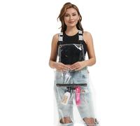 Tablier De Coiffeur En Vinyle,Empêchant Les Poches Pour Cheveux,Tablier De Salon Transparent Imperméable,Multi-Poches Avec Fermeture Éclair.Long Transparent.Taille Unique