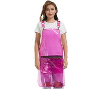 Tablier De Coiffeur En Vinyle,Empêchant Les Poches Pour Cheveux,Tablier De Salon Transparent Imperméable,Multi-Poches Avec Fermeture Éclair.Long Pink.Taille Unique