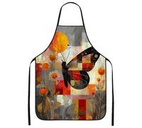 Tablier de cuisine abstrait papillon pour cuisine, tablier de cuisine artistique floral pour barbecue, jardinage et travail de chef, design inspiré de l'automne, gris, 24x31 Inch