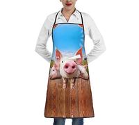 Tablier de cuisine amusant en forme de cochon résistant aux gouttes d'eau avec poches, tablier de cuisine pour cadeau de Thanksgiving, blanc, taille unique