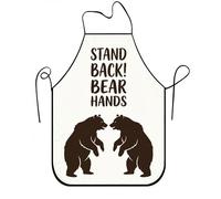 Tablier de cuisine amusant et rustique avec motif d'ours pour griller, barbecue et travail de chef, blanc, 24x31 Inch