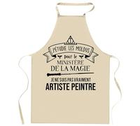 Tablier de cuisine artiste peintre Ministère de la Magie | Cadeau Original Humour pour Cuisinière Vêtement Blouse de protection Barbecue Jardinage Tablier de Travail Tâches ménagères