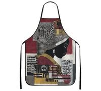Tablier de cuisine artistique rouge au design culturel moderne pour barbecue, grillades et travail de chef, Rouge, 24x31 Inch
