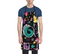 Tablier de cuisine avec 2 poches, ensemble tambour de dessin animé réglable, tablier de cuisine, tablier de chef, tablier de barbecue, tablier de dessin pour homme et femme