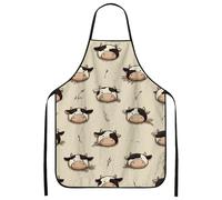 Tablier de cuisine avec imprimé vache mignon pour la cuisine, tablier de cuisine beige pour barbecue, jardinage et cuisine à la maison, beige, 24x31 Inch