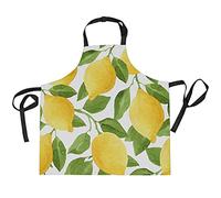 Tablier de cuisine avec poches, motif aquarelle et feuilles de citron, tablier pour homme et femme, tablier de serveur avec col réglable, multicolore