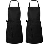 Tablier de cuisine - bavette réglable - Résistant à l'eau et à l'huile - noir - 2 pièces - Mingmei®