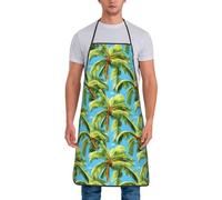 Tablier De Cuisine Cocotier Vert Bleu Mignon Tablier De Cuisine Humoristique Imperméable Drôle Tabliers BBQ, pour Barbecue, Jardinage, Restaurant, 52x72cm