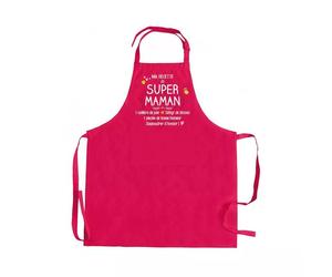 Tablier de cuisine Coton Ma recette de Super Maman Rose