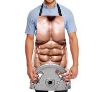 Tablier de Cuisine Créatif et Drôle Homme Musclé 3D, Tablier Sexy Adjustable, Imperméable et Créatif pour Barbecue, Cosplay et Fêtes, Cadeau pour Hommes, Mari, Papa ou Petit Ami, Homme Musclé 02
