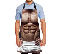 Tablier de Cuisine Créatif et Drôle Homme Musclé 3D, Tablier Sexy Adjustable, Imperméable et Créatif pour Barbecue, Cosplay et Fêtes, Cadeau Original pour Hommes, Mari, Papa ou Petit Ami, Homme Musclé