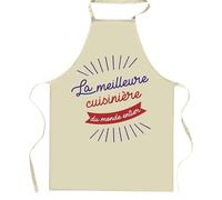 Tablier de cuisine cuisinière Meilleure du Monde entier | Cadeau Original Humour pour Cuisinière Vêtement Blouse de protection Barbecue Jardinage Tablier de Travail Tâches ménagères