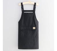 Tablier de cuisine de style japonais imperméable avec bretelles réglables et grande poche pour la préparation des aliments et la pâtisserie (noir)