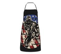 Tablier de cuisine drôle pour motocross, moto, vélo, drapeau américain, tablier de cuisine amusant pour femmes et hommes, tablier à bavette pour barbecue, pâtisserie, artisanat, dessin, cadeaux de che