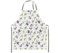 Tablier de cuisine en coton 70 x 85 cm avec motif olives - Taille unique pour hommes et femmes - Tablier à bavette pour cuisiner, pâtisserie, barbecue, barbecue - Tablier méditerranéen blanc vert