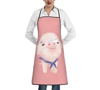 Tablier de cuisine en forme de cochon rose résistant aux gouttes d'eau avec poches, tablier de cuisine pour cadeau de Noël, Cochon rose, taille unique