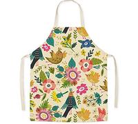 Tablier de cuisine en lin pour enfants - Tablier pour enfants à motif d'oiseaux mignons, tabliers pour fille de fils pour la cuisson, la peinture, la fête