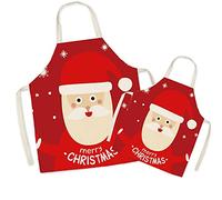 Tablier de cuisine en lin pour parents et enfants - Tablier de maman et d'enfants de modèle de père de Noël, tabliers de fille de fils de maman pour la fête de peinture de cuisson de cuisson