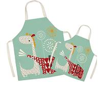 Tablier de cuisine en lin pour parents et enfants - Tablier mignon pour maman et enfants à motif éléphant et girafe, tabliers pour maman et fils pour la cuisson, la cuisson, la peinture, la fête