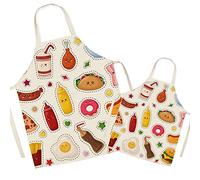 Tablier de cuisine en lin pour parents et enfants - Tablier pour maman et enfants à motif de nourriture mignonne, tabliers pour fille de fils de maman pour la cuisson, la cuisson, la peinture, la fête