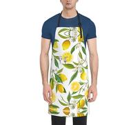 Tablier de cuisine en tissu Oxford pour adulte Motif citrons tropicaux frais, noir, taille unique