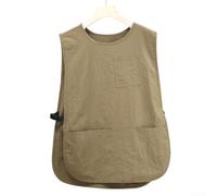 Tablier de cuisine et de restauration fabriqué en tissu résistant à l'huile et imperméable, réglable pour différents types de corps et équipé de plusieurs poches de rangement (kaki)