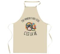 Tablier de Cuisine Être moniteur d'auto-école c'est la vie | Coton 90 × 60 cm Cou Ajustable Nouage dans le Dos | Pâtisserie Barbecue Atelier | Cadeau Formateur Formatrice Homme Femme Fête des Pères