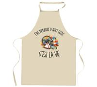 Tablier de Cuisine Être monitrice d'auto-école c'est la vie | Coton 90 × 60 cm Cou Ajustable Nouage dans le Dos | Pâtisserie Barbecue Atelier | Cadeau Formateur Formatrice Homme Femme Fête des Pères