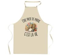 Tablier de Cuisine Être prof de maths c'est la vie | Coton 90 × 60 cm Cou Ajustable Nouage dans le Dos | Pâtisserie Barbecue Atelier | Cadeau Enseignant Enseignante Homme Femme Fête des Pères