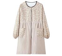 Tablier De Cuisine Femme avec 2 Poches, Tablier À Manches Longues pour Femme, Cuisine, Jardinage, RestaurantYellow,One Size